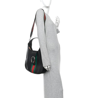 Gucci Calfskin Web Stripe Medium Dionysus Hobo Black 2 of 11