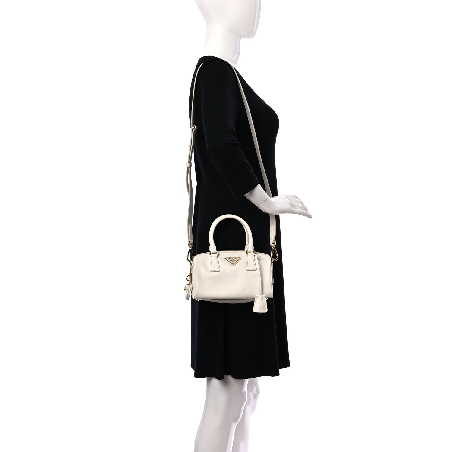 Prada Saffiano Lux Top Handle Crossbody Bag White 2 of 10