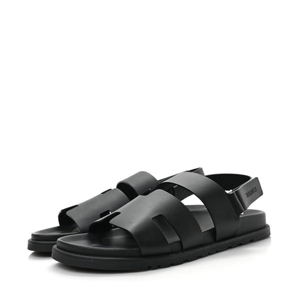 Hermes Calfskin Mens Genius Sandals 42 Black 3 of 7
