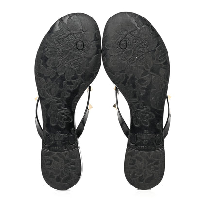 Valentino Garavani PVC Jelly Rockstud Bow Thong Sandals 37 Black 5 of 7