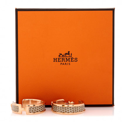 Hermes Lizard Olympe Earrings Ficelle 5 of 5