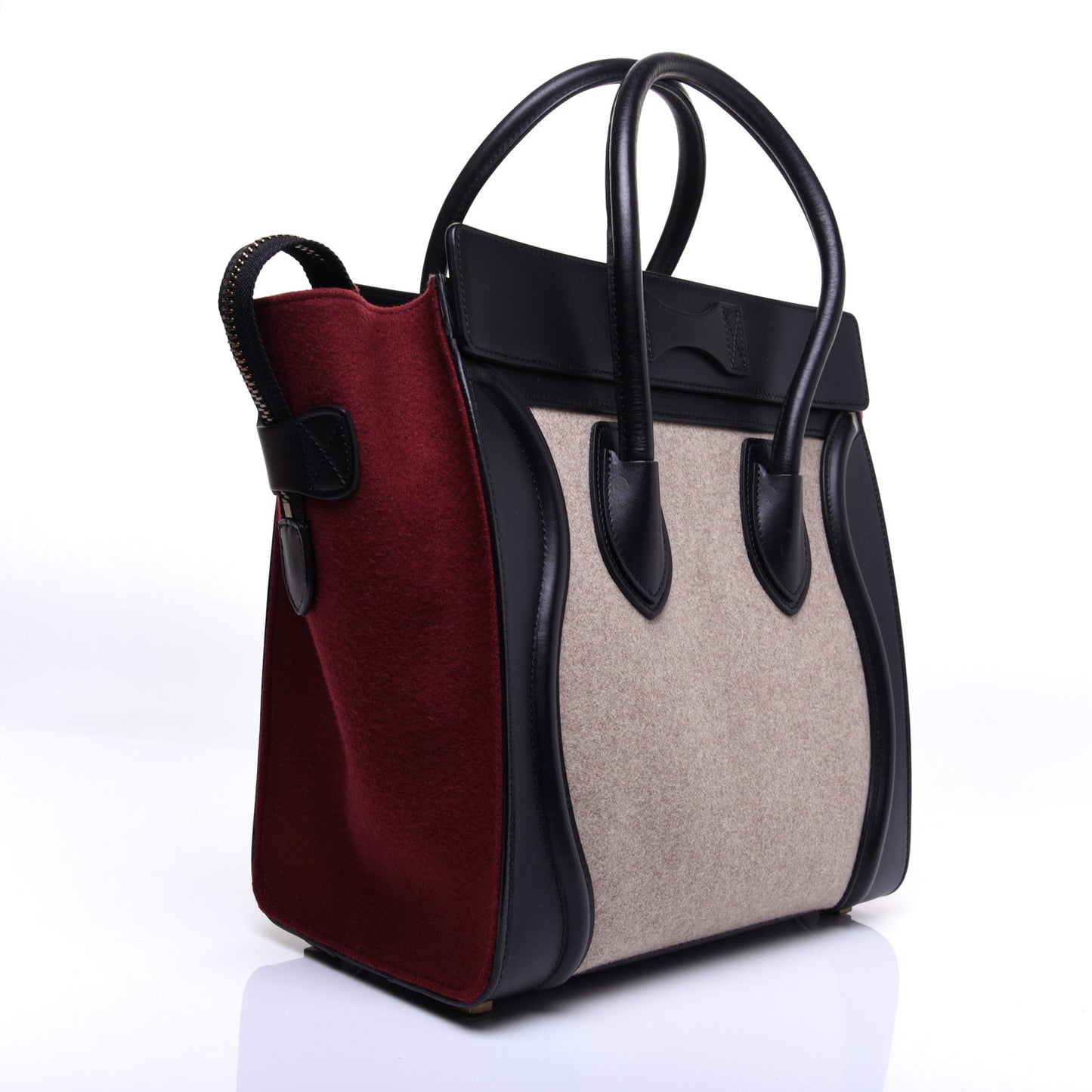 Felt Smooth Calfskin Micro Tri-Color Micro Luggage Beige