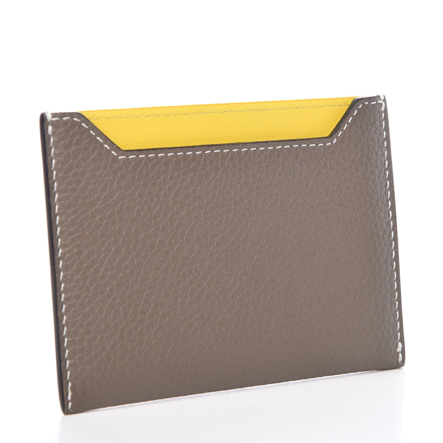 Drummed Calfskin Bi-Color Card Holder Souris