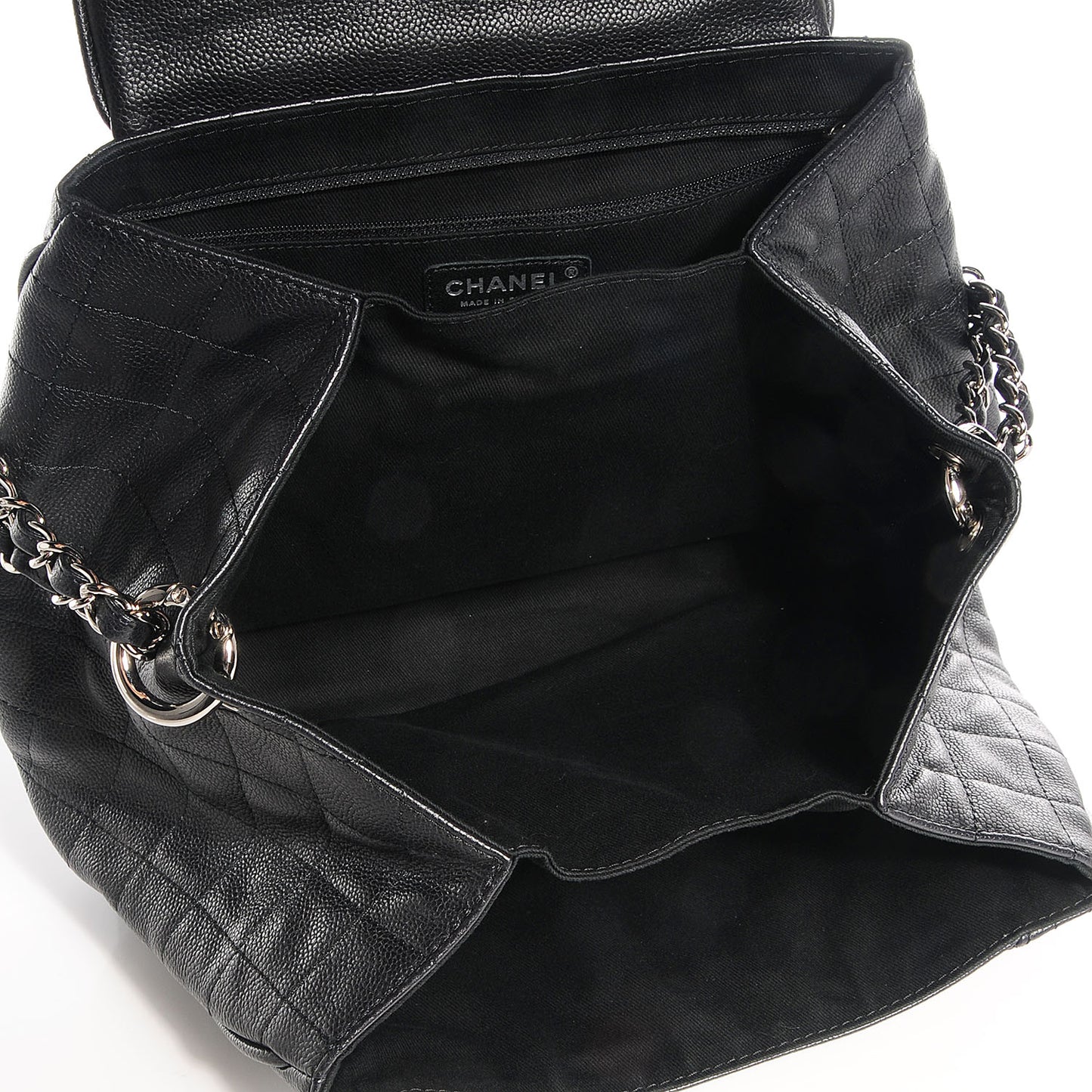 Caviar Quilted Timeless Accordion Flap Black
