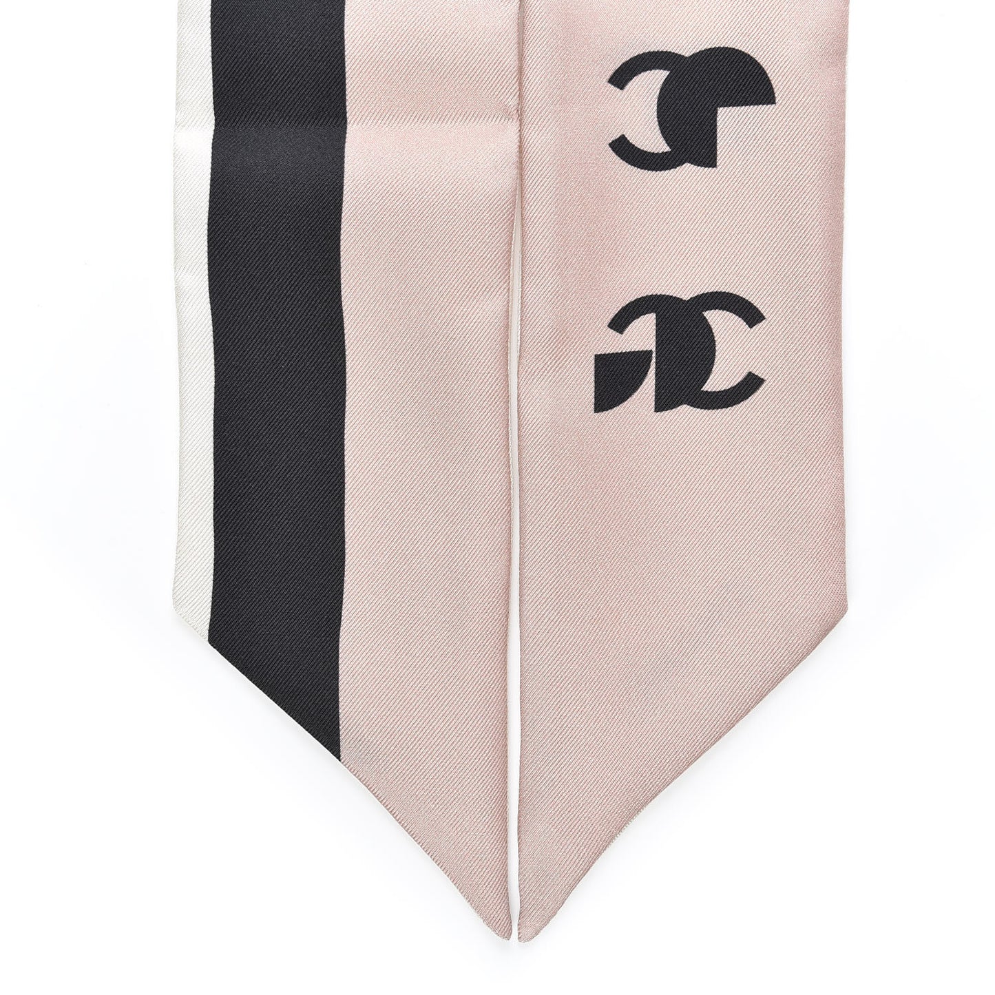Silk 31 Rue Cambon CC Slim Bandeau Scarf Ecru Pink Black