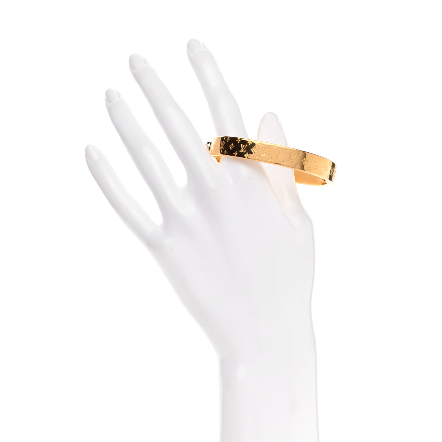Louis Vuitton Brass Monogram Nanogram Cuff S Gold 2 of 6