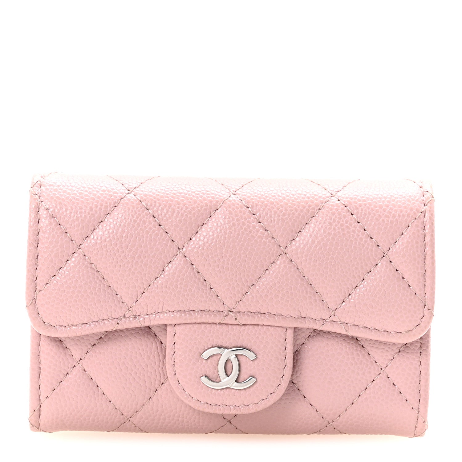 Chanel Caviar Quilted Flap Card Holder Wallet Light Pink 1 of 9