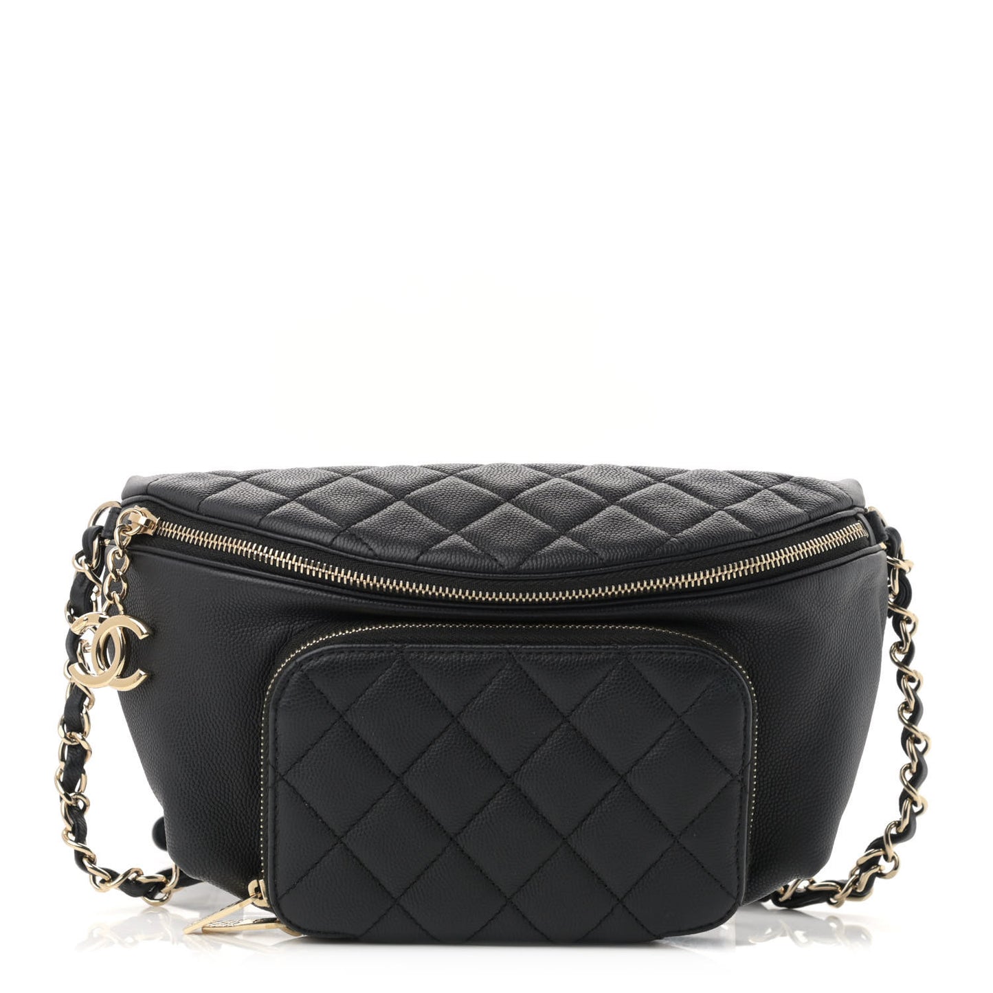Caviar Quilted Business Affinity Waist Belt Bag Black