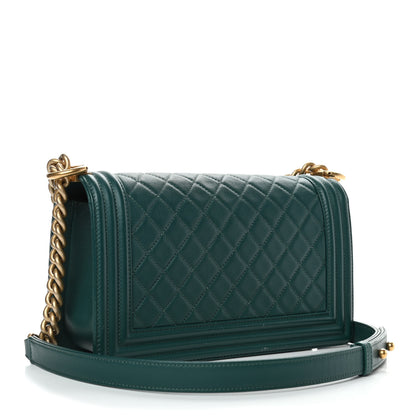 Chanel Caviar Quilted Medium Boy Flap Dark Green 2 of 4