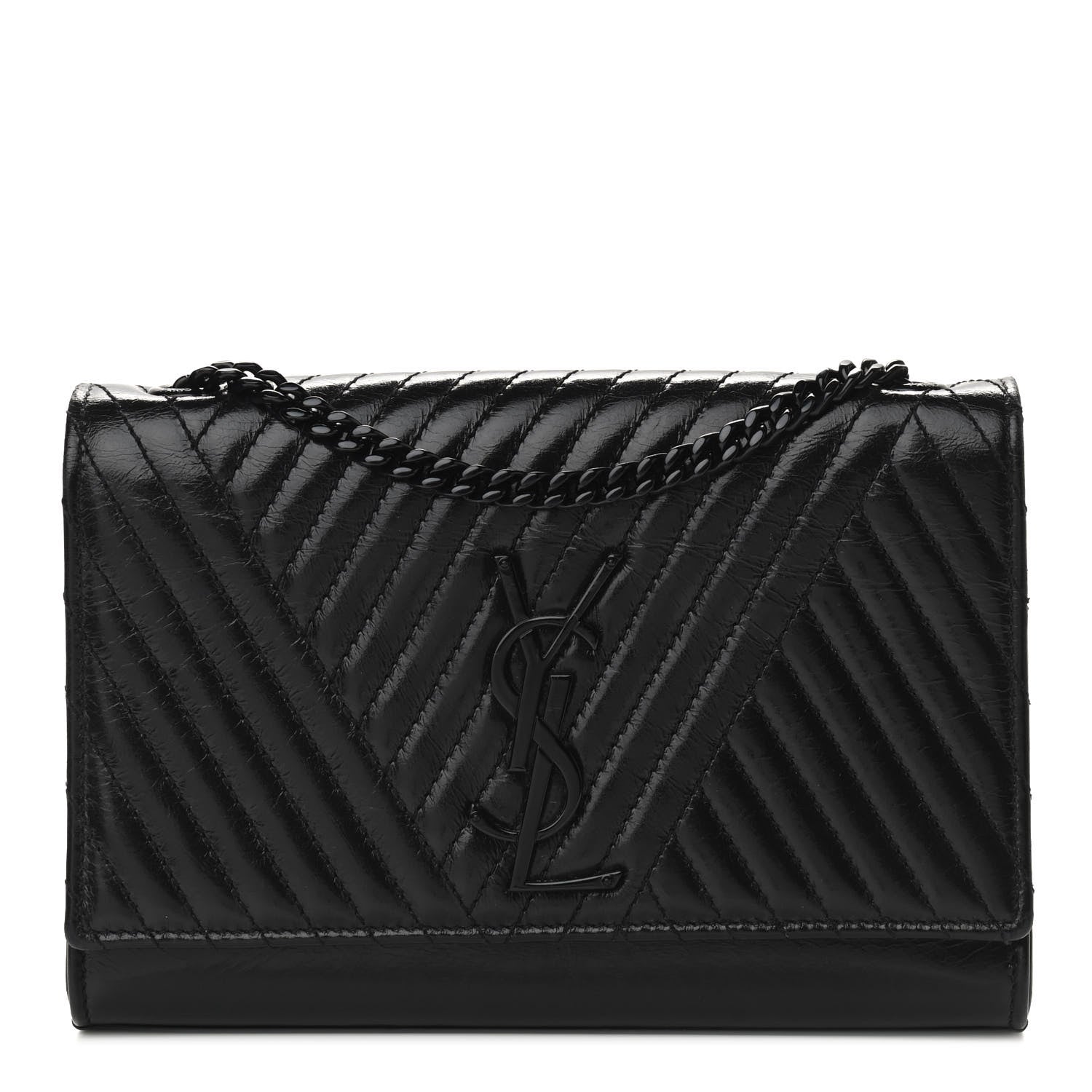 Saint Laurent Lambskin Mixed Quilted Small Monogram Kate Satchel Black 1 of 10