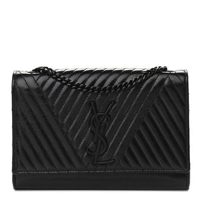 Saint Laurent Lambskin Mixed Quilted Small Monogram Kate Satchel Black 1 of 10
