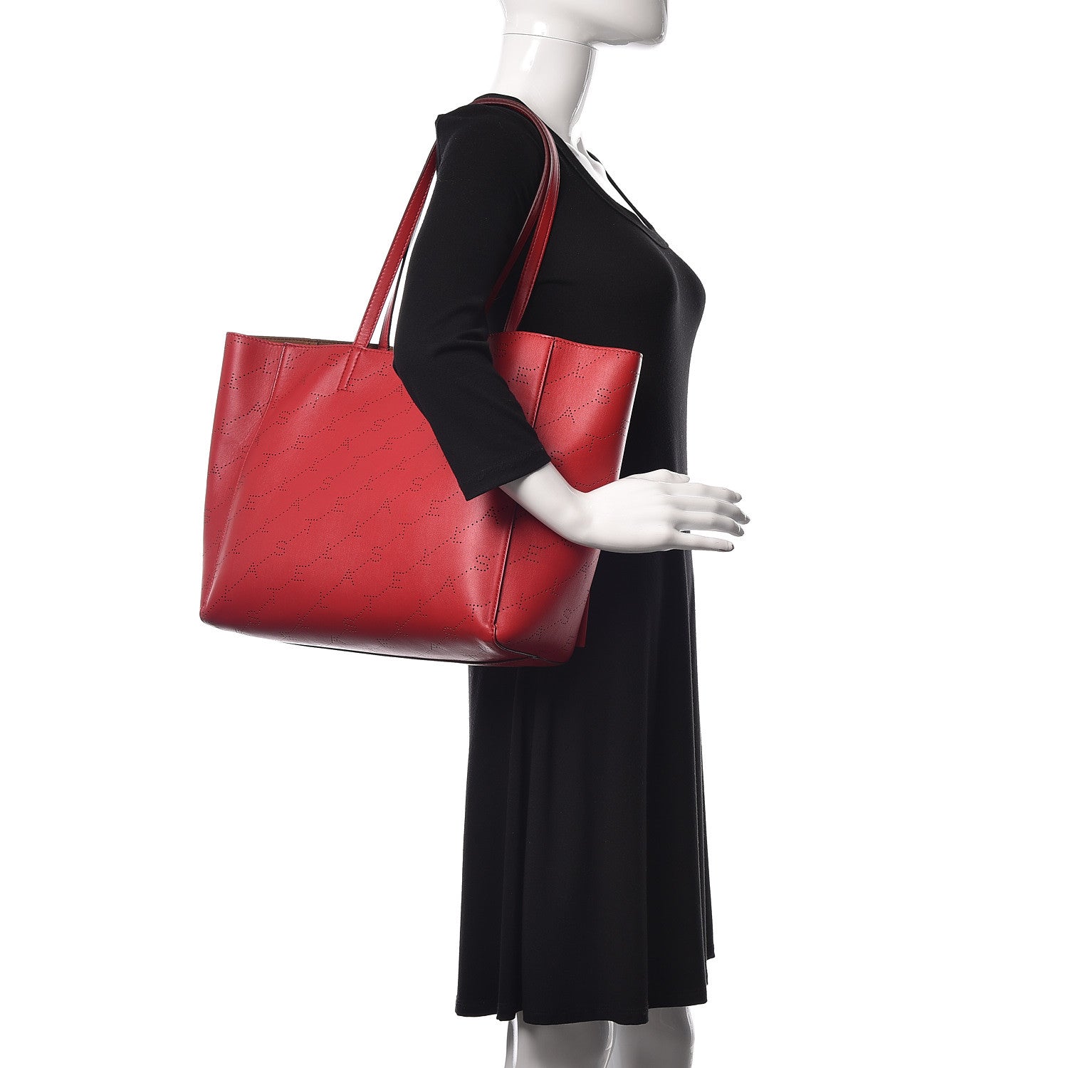 Stella McCartney Eco Alter Nappa Perforated Logo Tote Red 2 of 14