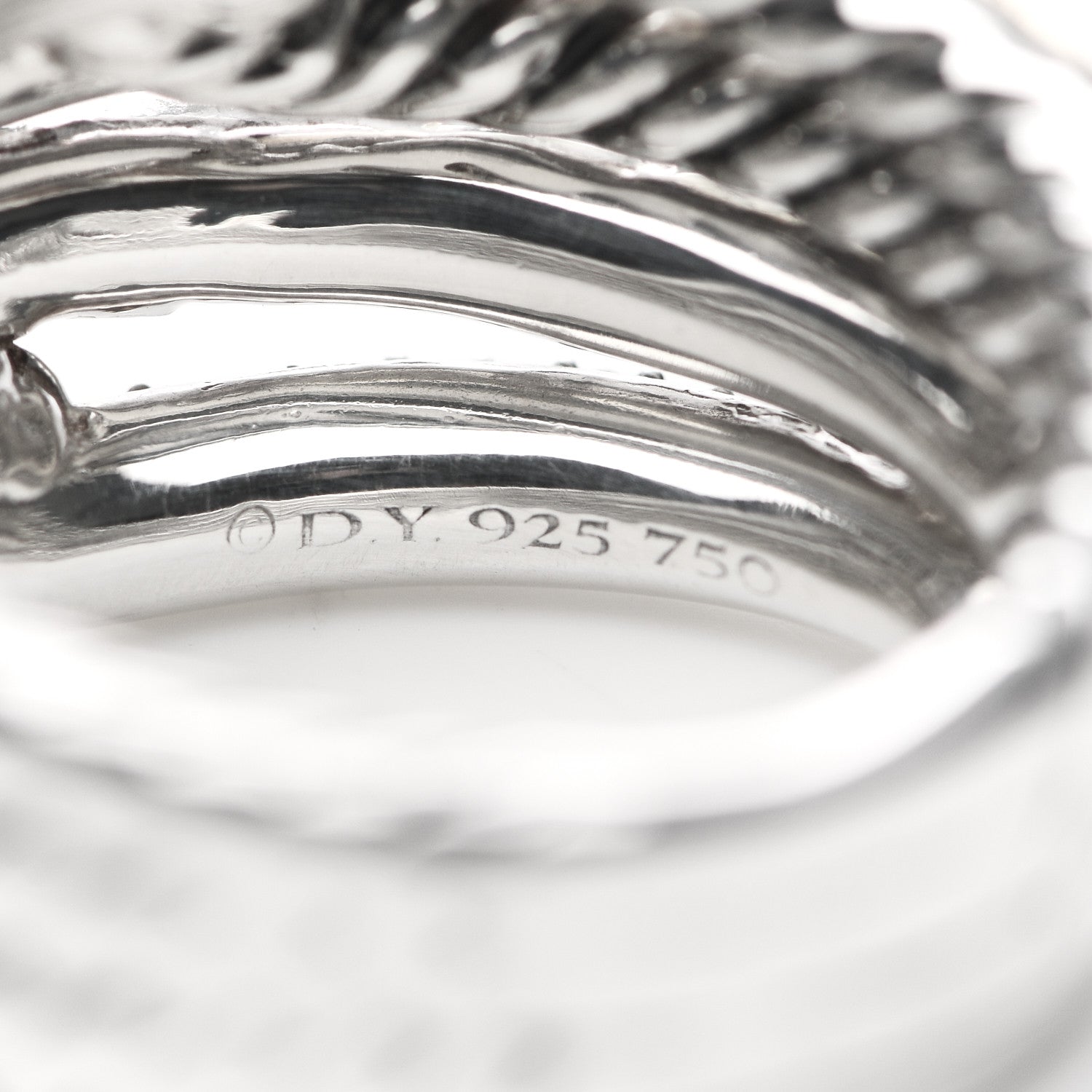 David Yurman Sterling Silver 18K Yellow Gold Diamond Loop Labyrinth Ring 51 5.75 4 of 4