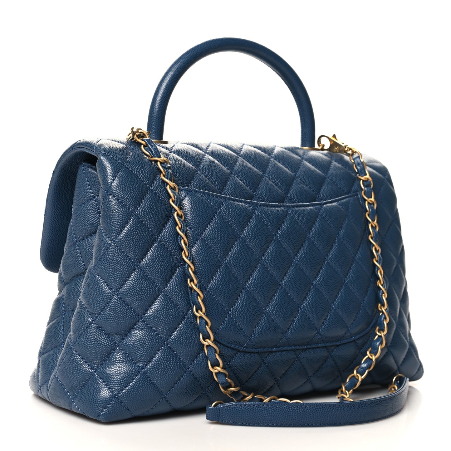 Caviar Quilted Medium Coco Handle Flap Blue
