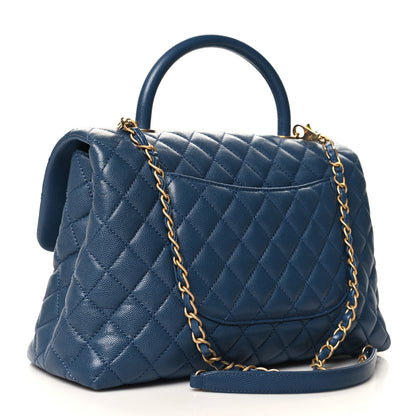 Chanel Caviar Quilted Medium Coco Handle Flap Blue 3 of 11