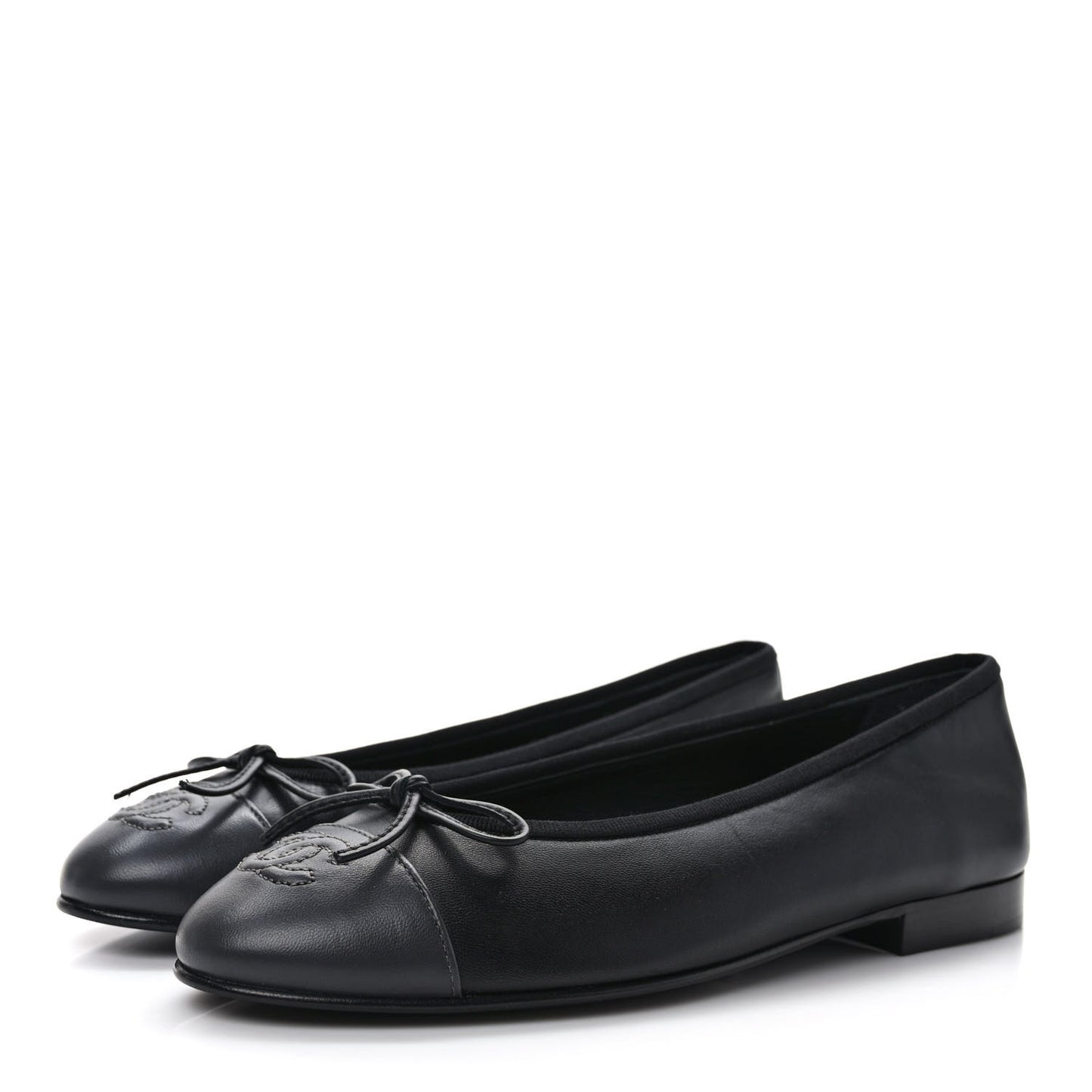 Lambskin Cap Toe CC Ballerina Flats 36.5 Grey Black