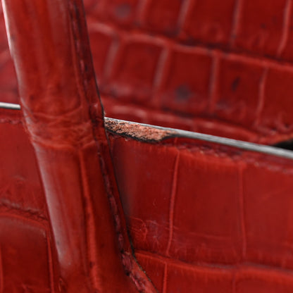 Hermes Matte Porosus Crocodile Birkin 30 Rouge H 12 of 17