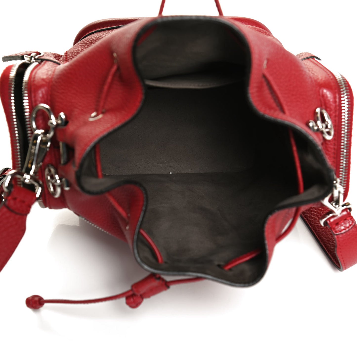Cuoio Romano Selleria F is Fendi Grande Mon Tresor Pocket Bucket Bag Rosso