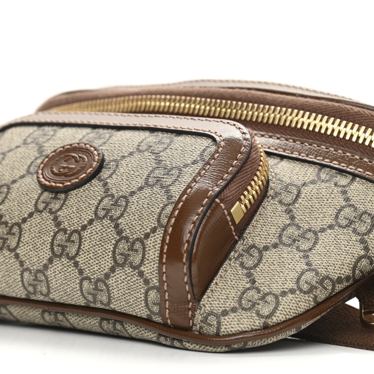Gucci GG Supreme Monogram Textured Calfskin Retro Interlocking G Belt Bag Beige Ebony Brown Sugar 9 of 10