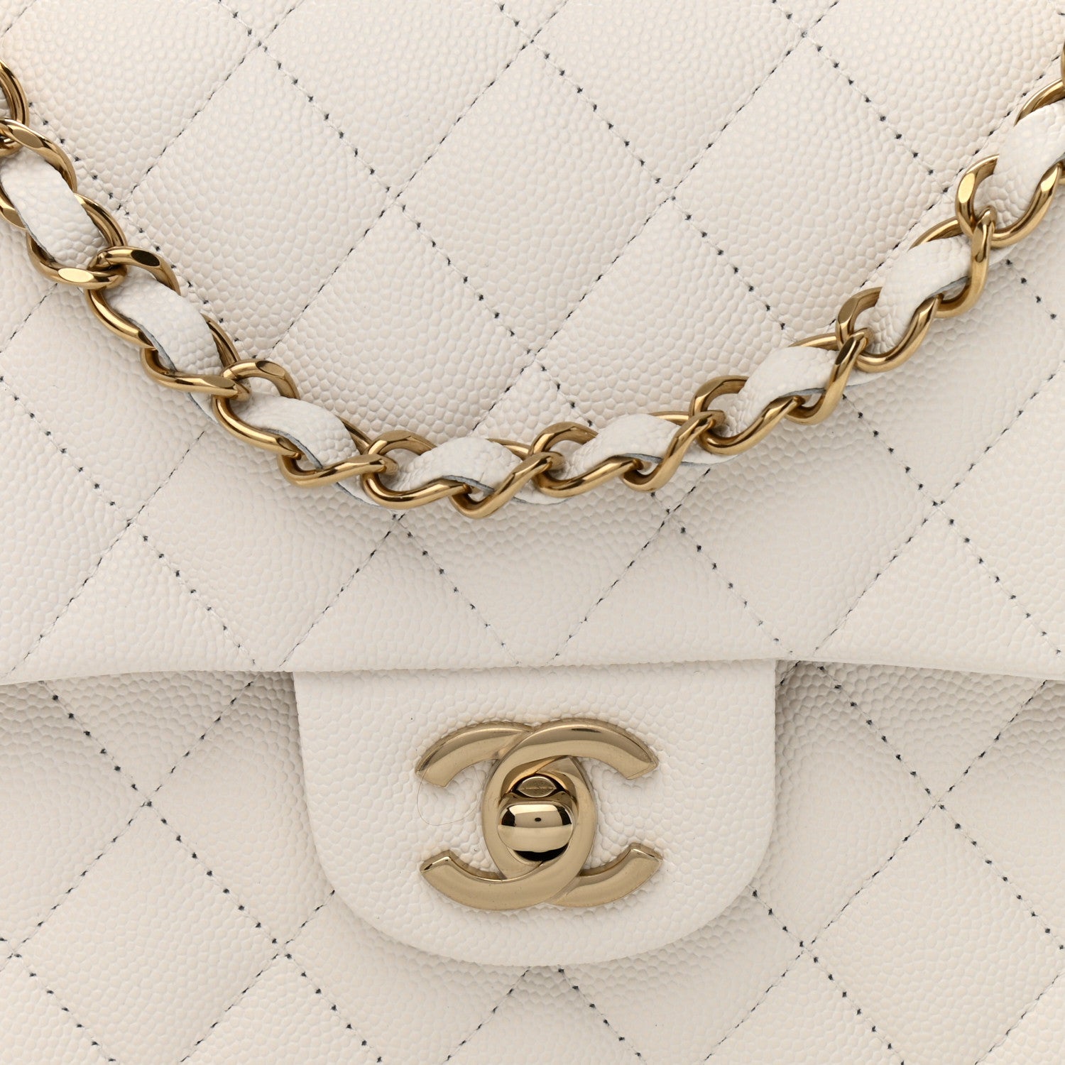 Chanel Caviar Quilted Medium Double Flap White 7 of 10