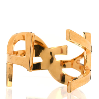 Saint Laurent Brass Monogram Medium Cuff Bracelet Gold 3 of 5