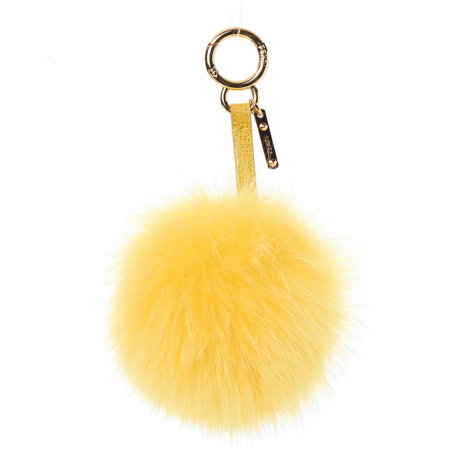 Fendi Fox Fur Pom Pom Bag Charm Yellow 1 of 3