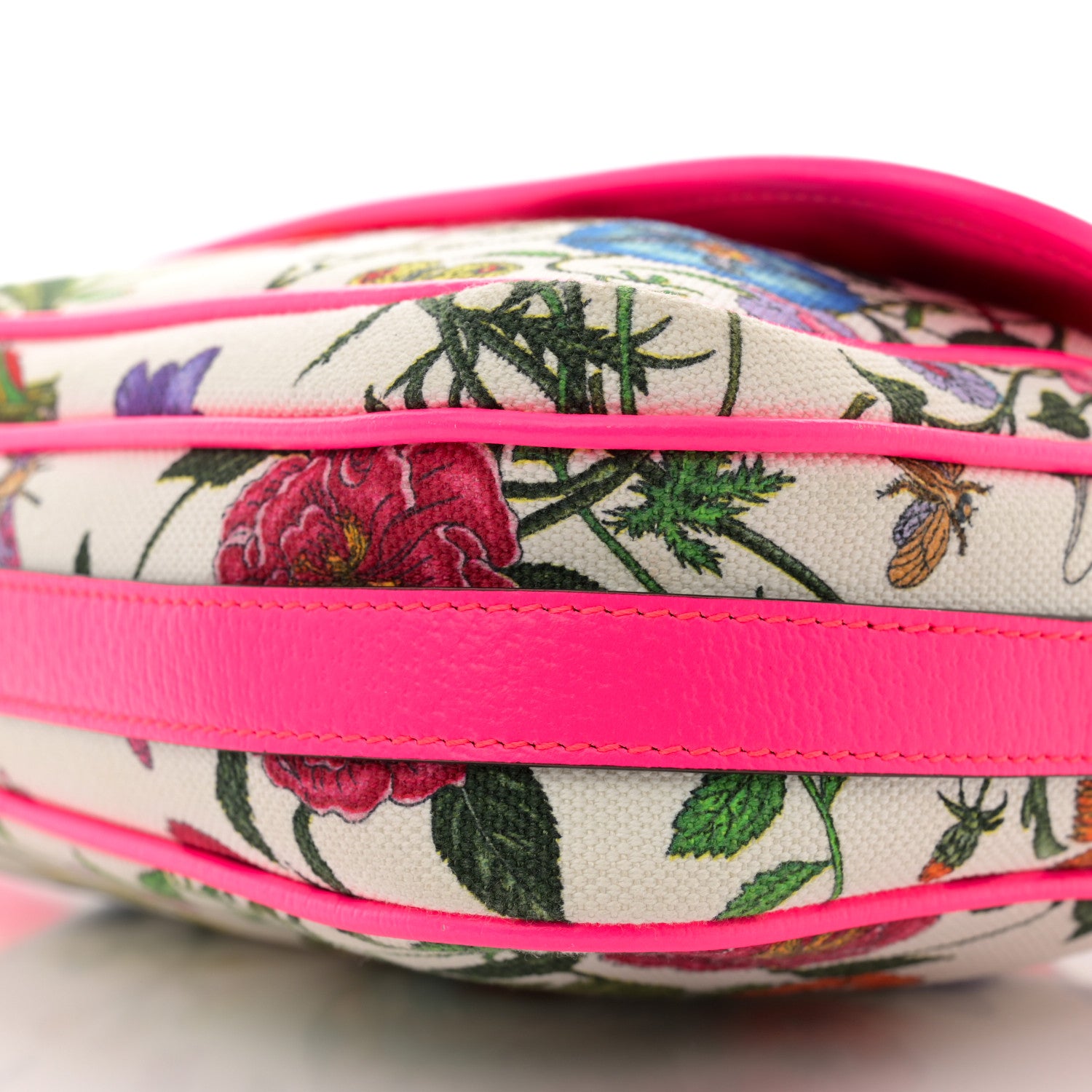 Gucci Canvas Flora Floral Shoulder Bag White Fuchsia Fluo 10 of 13