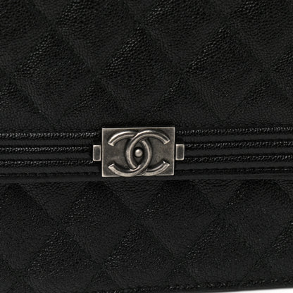 Chanel Caviar Quilted Boy Clutch With Chain Black 9 of 12