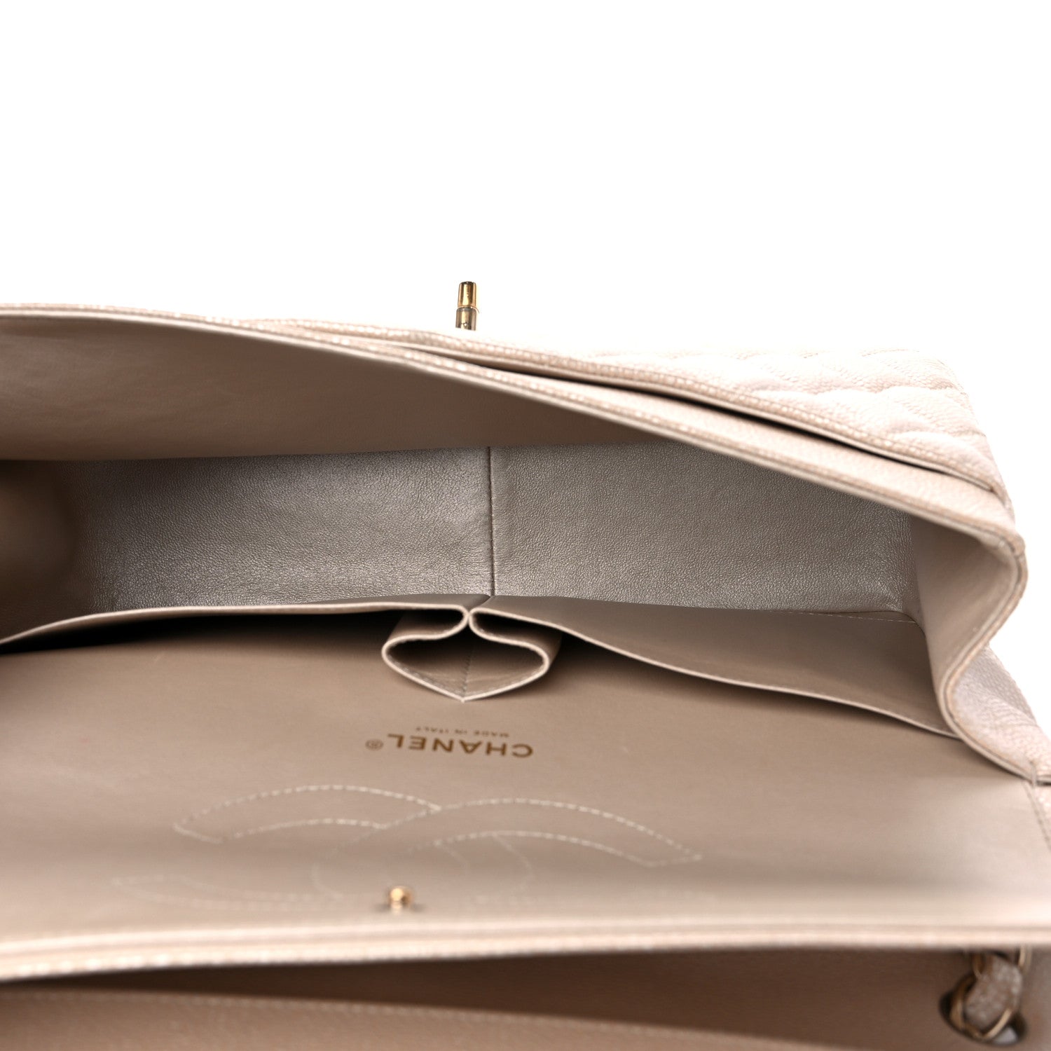 Chanel Pearly Caviar Quilted Jumbo Double Flap Light Beige 6 of 16