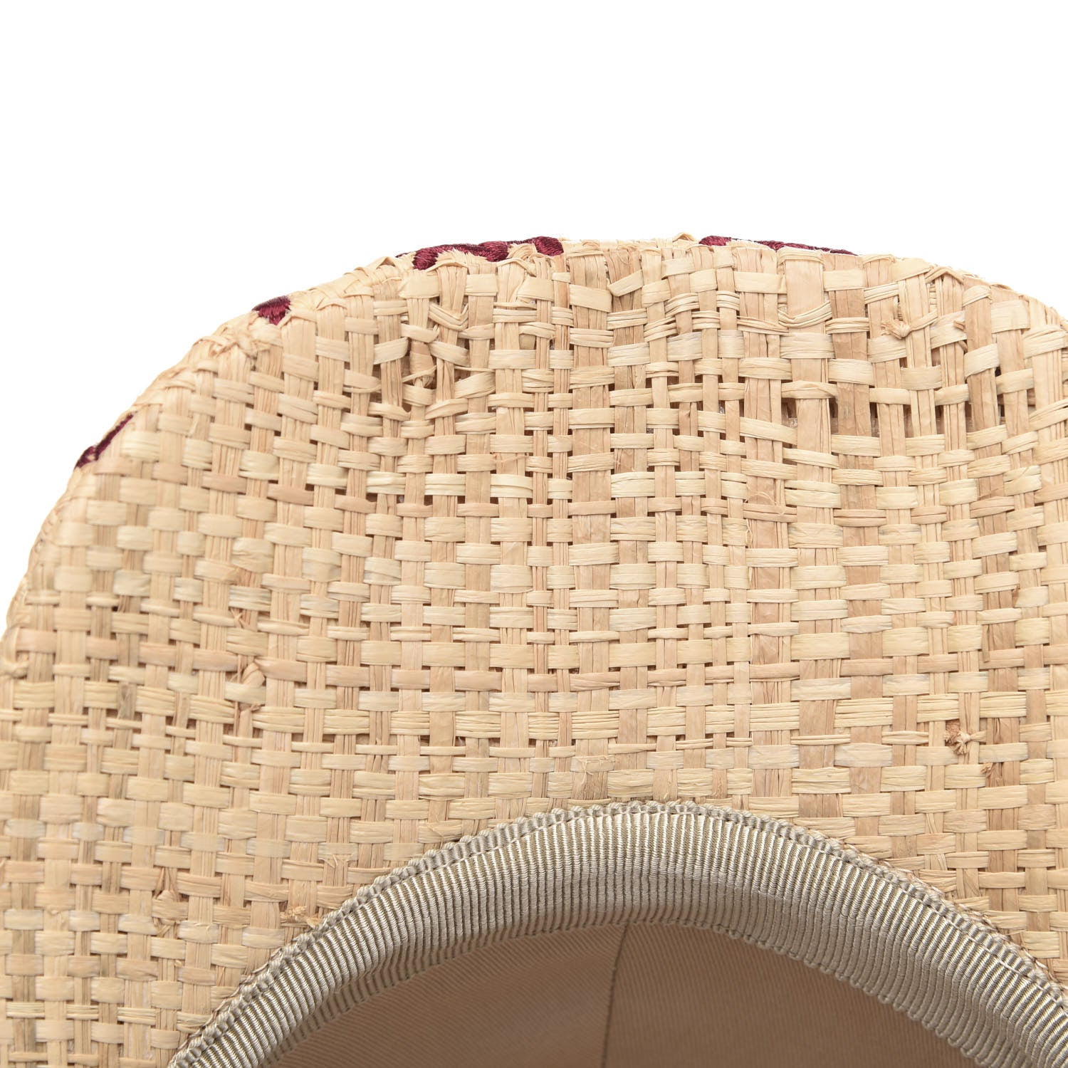 Gucci Raffia GG Monogram Elaphe Embroidered Aisha Baseball Hat S Ivory Bordeaux 8 of 8