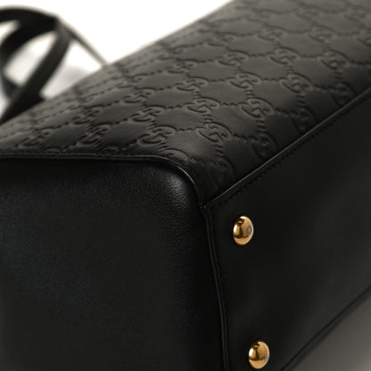 Gucci Guccissima Signature Medium Shoulder Tote Bag Black 12 of 13