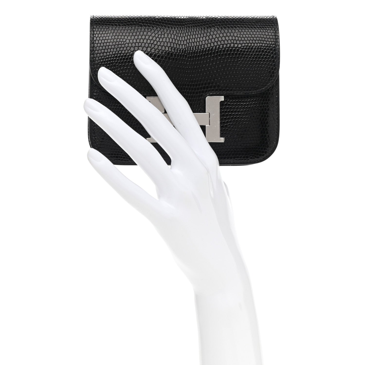 Hermes Lizard Constance Slim Wallet Black 2 of 7