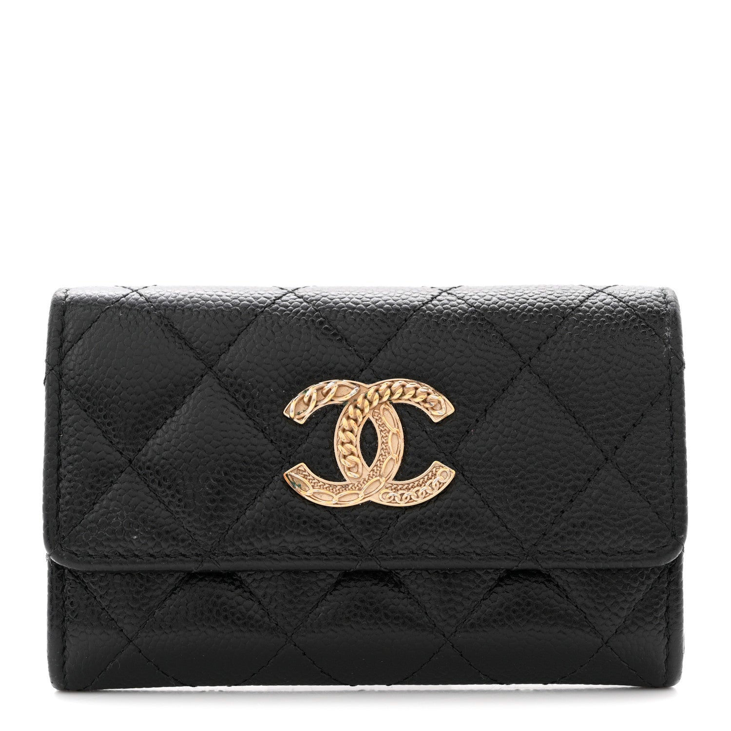 Chanel Caviar Quilted Chain CC Flap Card Holder Black 1 of 10