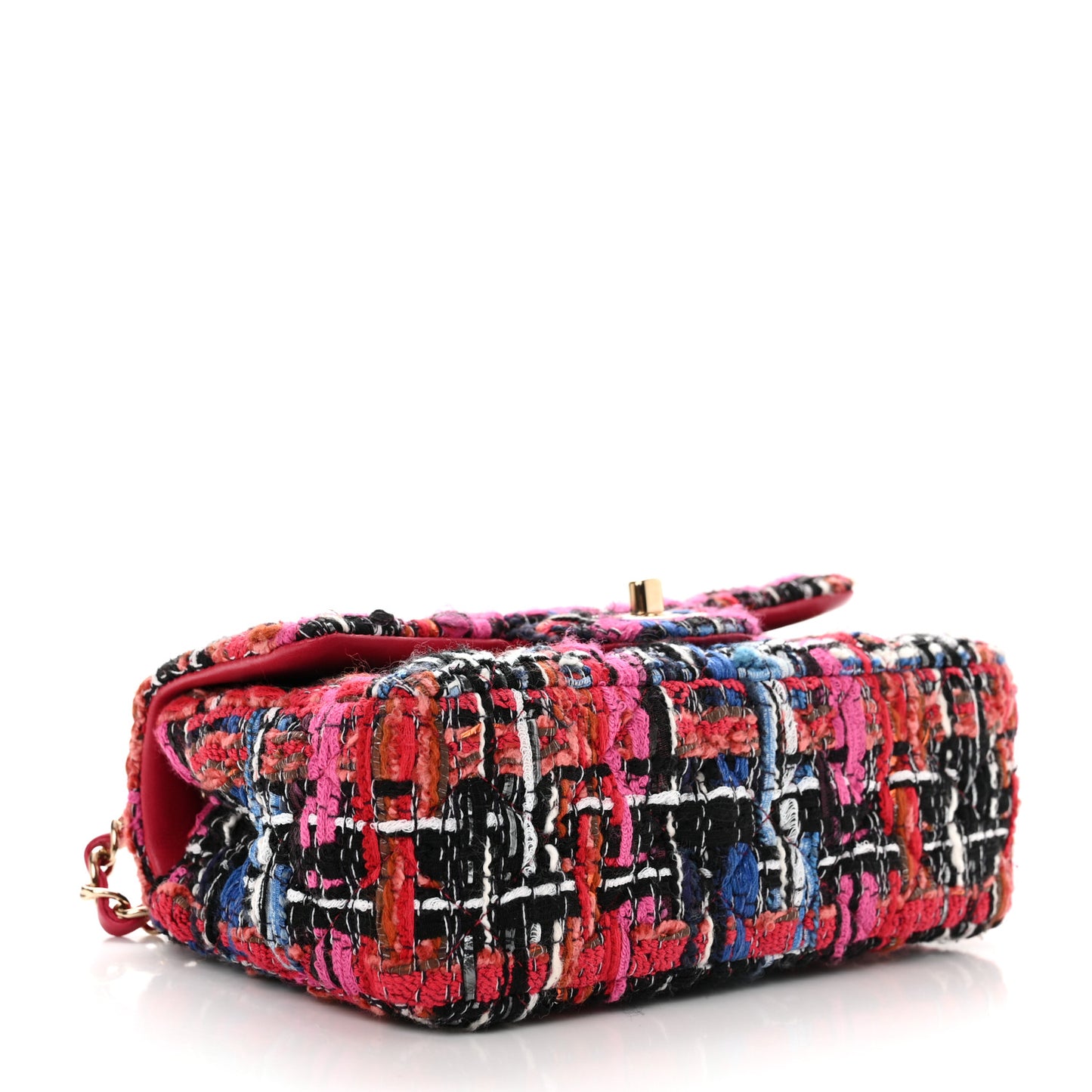Tweed Quilted Mini Rectangular Flap Red Pink Black