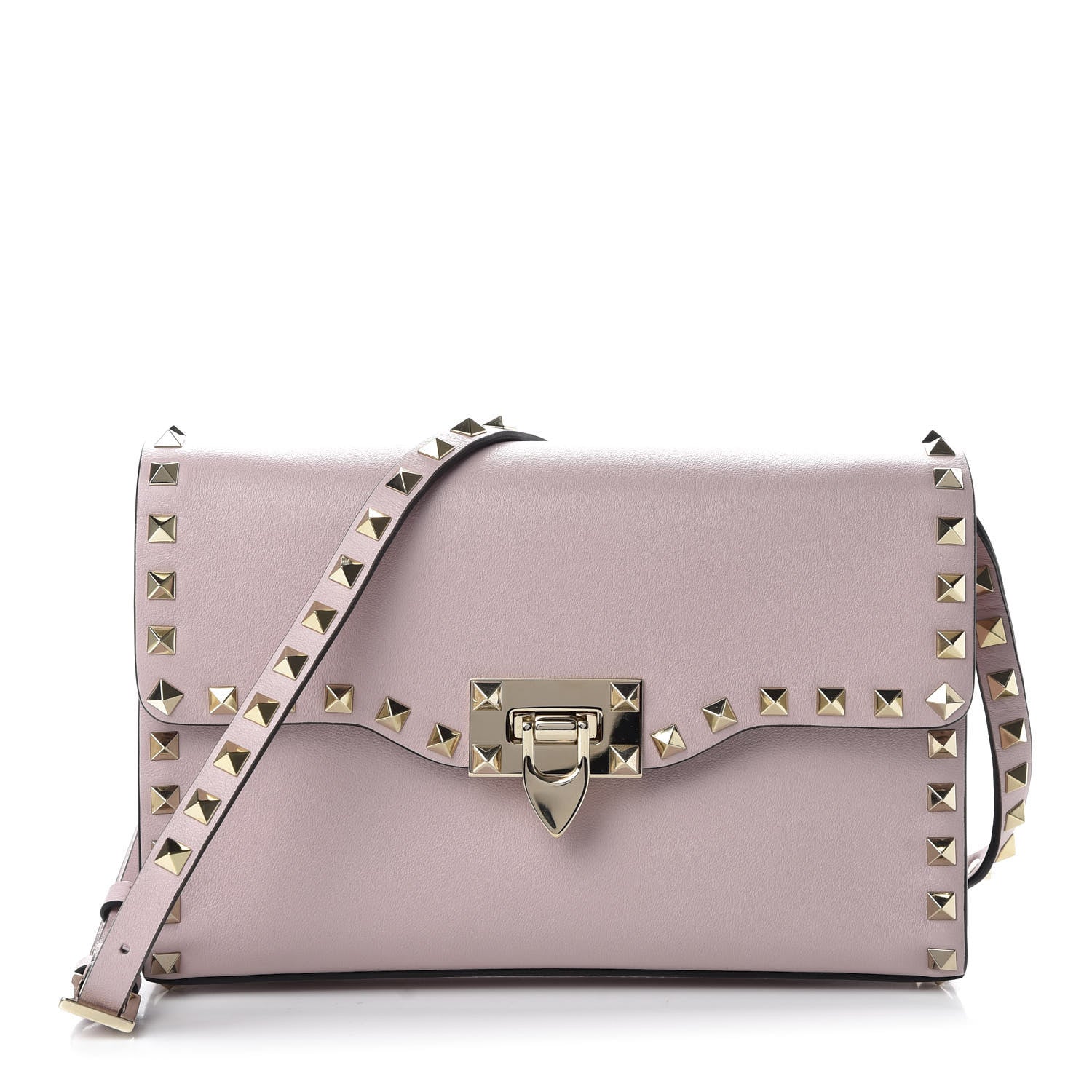 Valentino Garavani Vitello Medium Rockstud Flip Lock Crossbody Bag Poudre 1 of 9