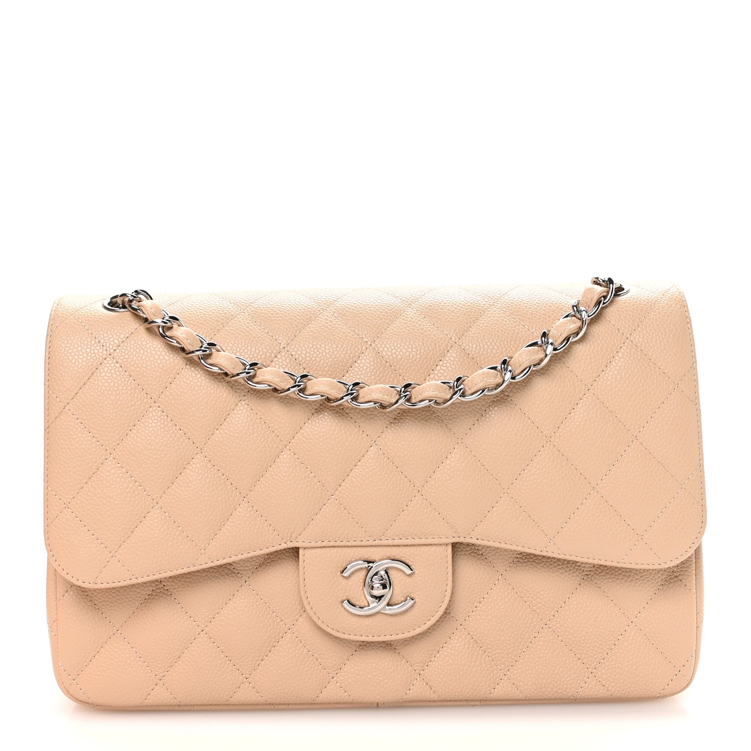 Chanel Caviar Quilted Jumbo Double Flap Light Beige 1 of 11