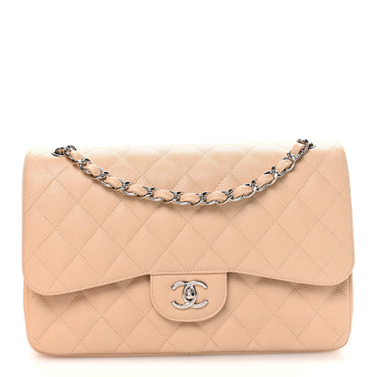 Chanel Caviar Quilted Jumbo Double Flap Light Beige 1 of 11