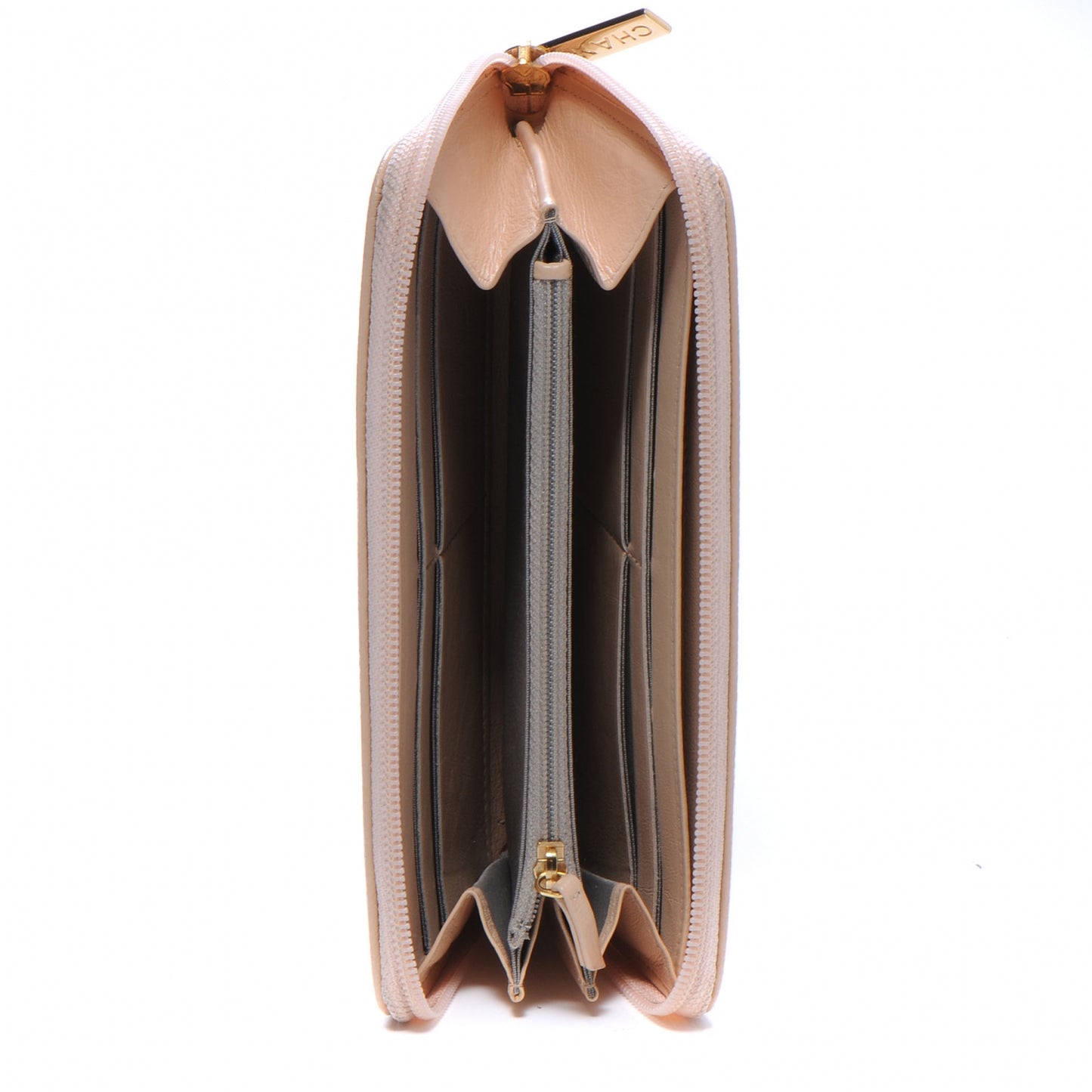 Caviar Zip Around Wallet Beige