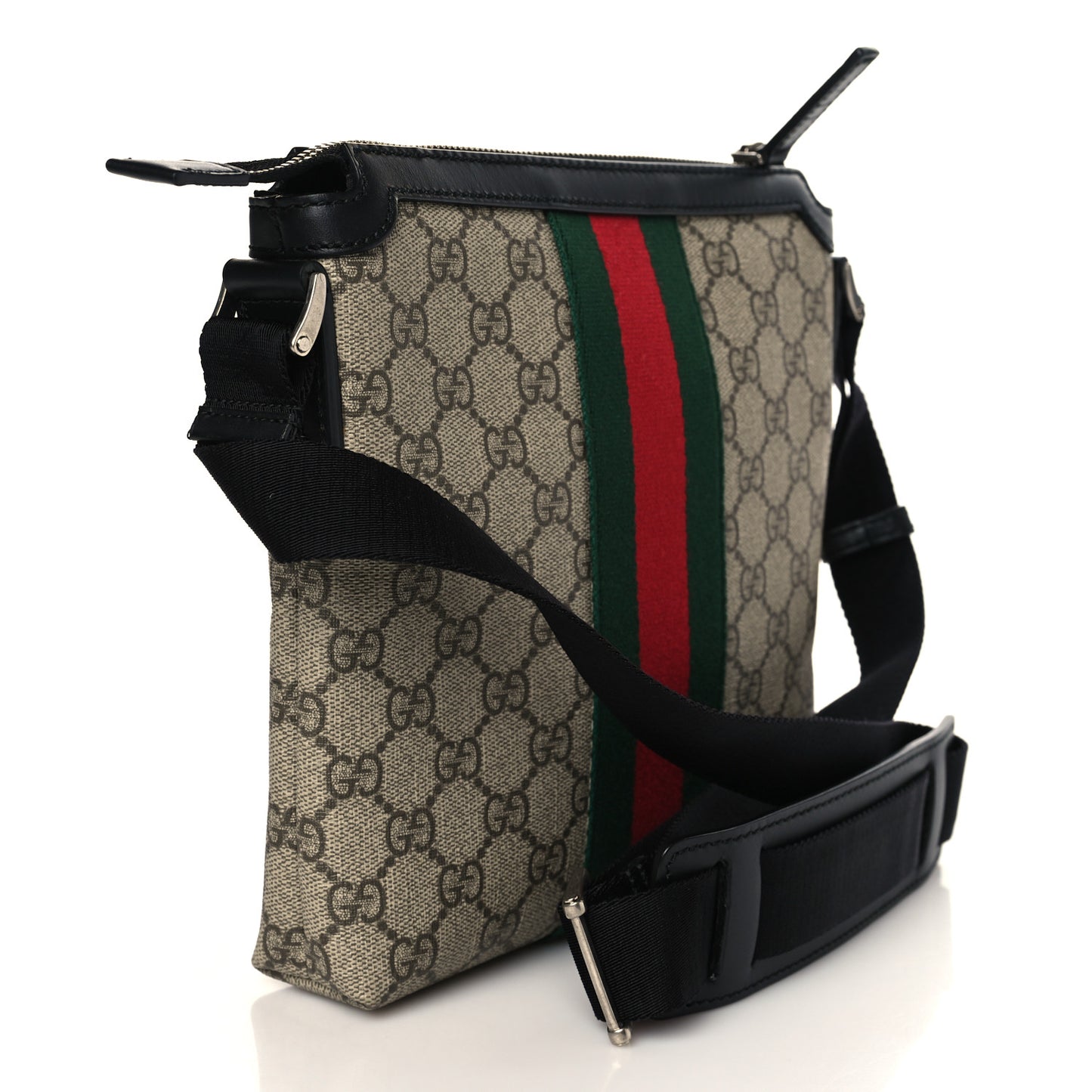 GG Supreme Monogram Web Messenger Bag Black
