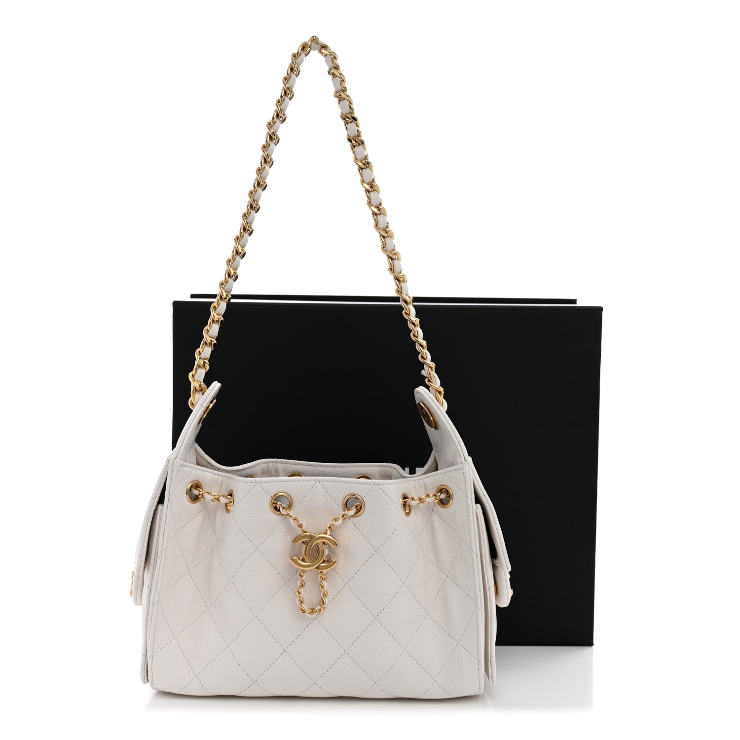 Chanel Caviar Quilted Mini Chanel 25 Handbag White 10 of 10