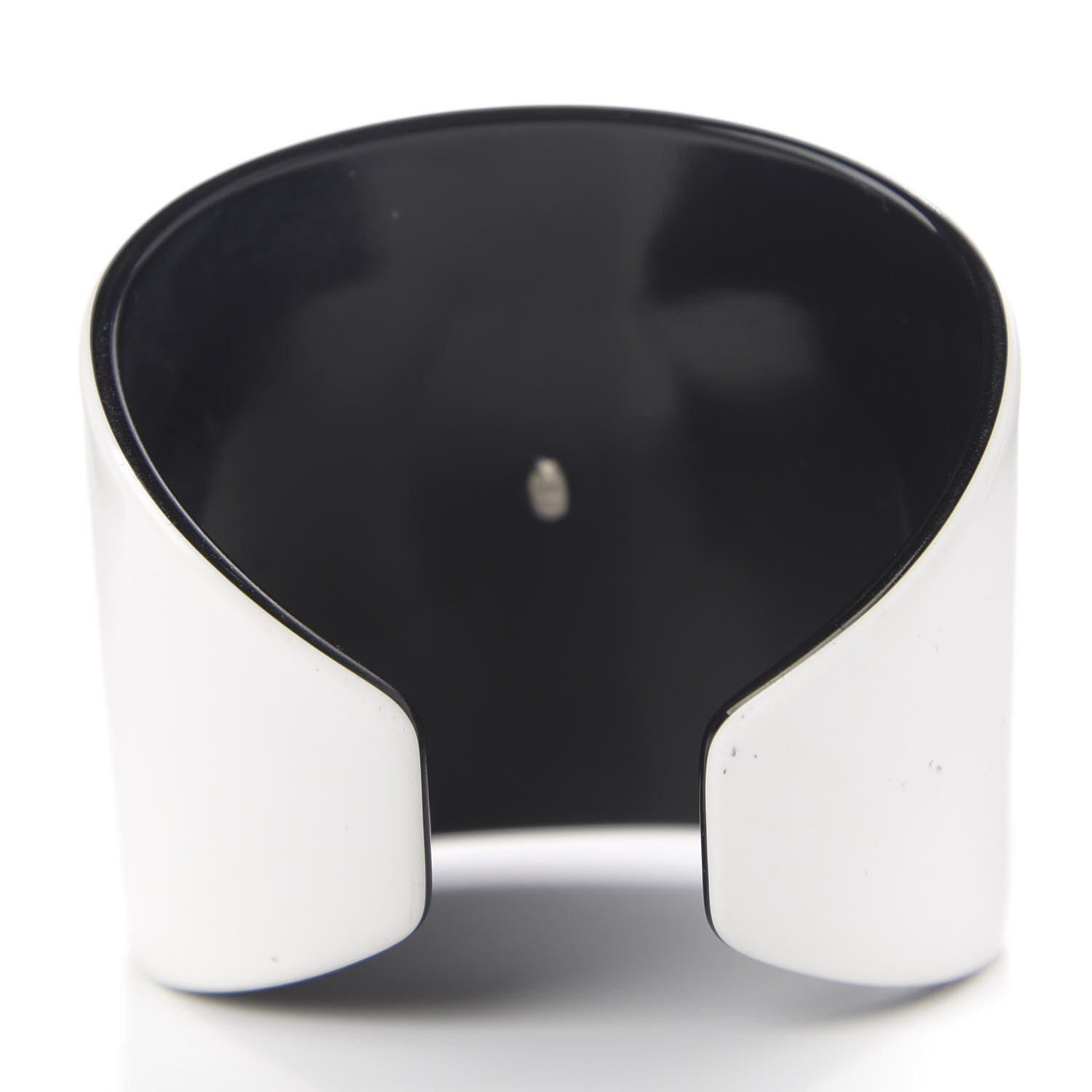 Chanel Resin CC Wide Cuff White Black 2 of 3