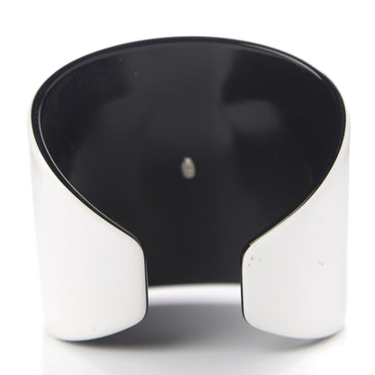 Chanel Resin CC Wide Cuff White Black 2 of 3