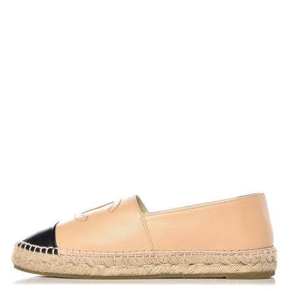 Chanel Lambskin CC Espadrilles 39 Beige Black 1 of 10