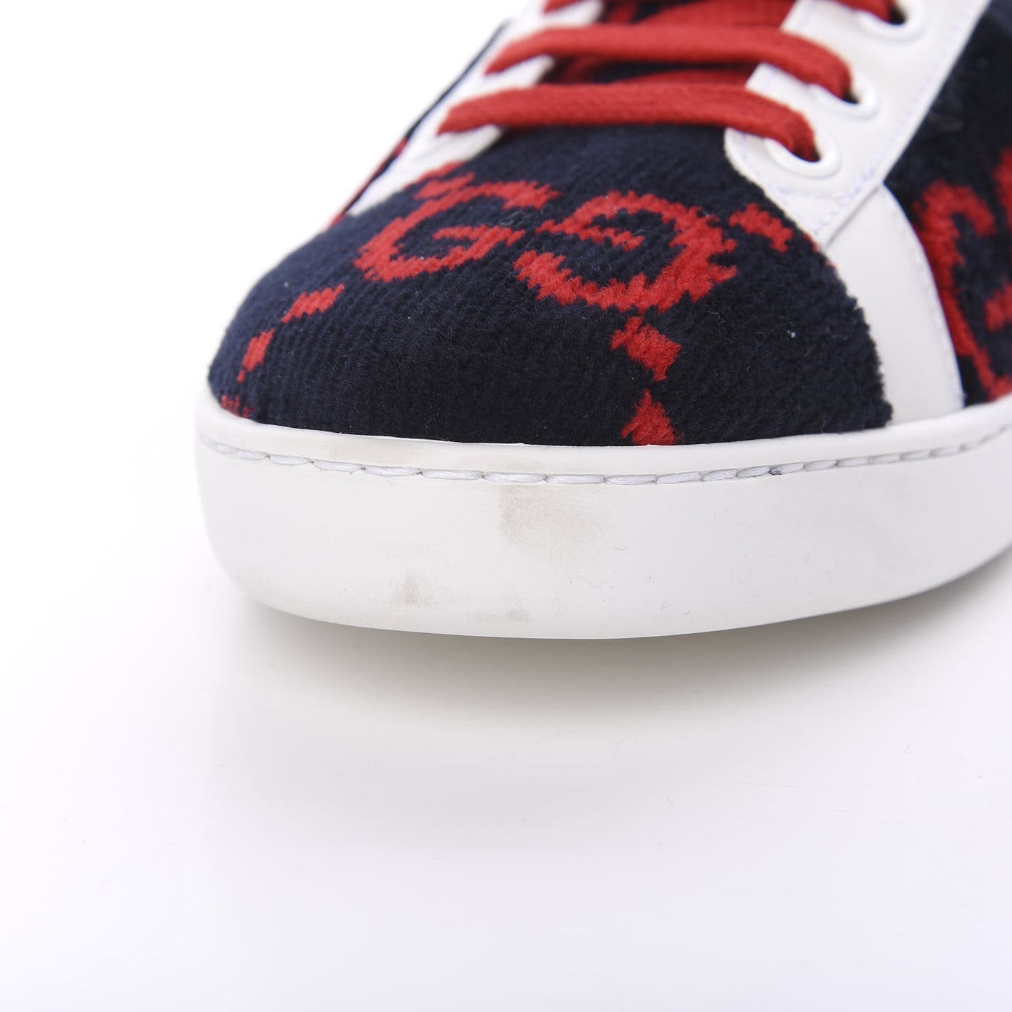 Terry Cloth GG Monogram Web Womens Ace Sneakers 40 Blue Red