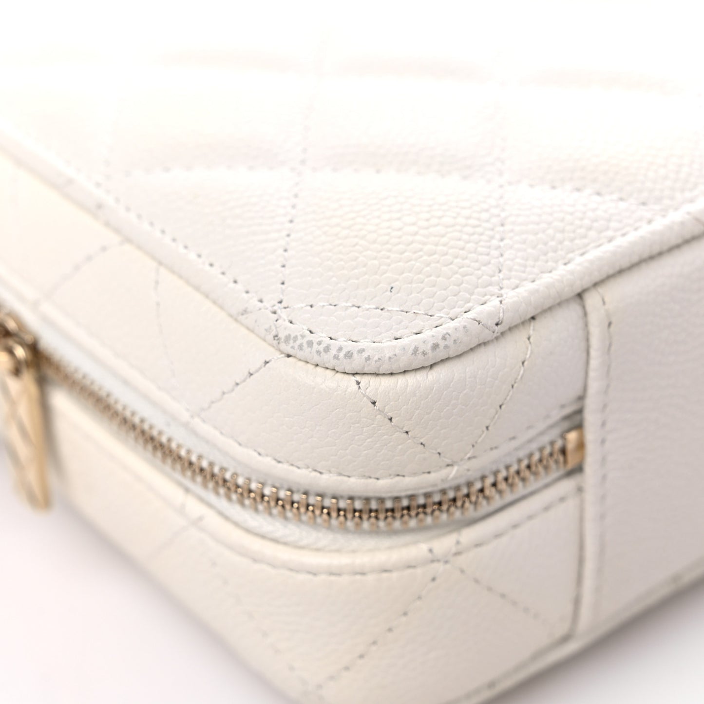 Caviar Quilted Top Handle Vanity Case White