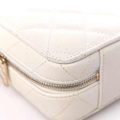 Chanel Caviar Quilted Top Handle Vanity Case White 9 of 13