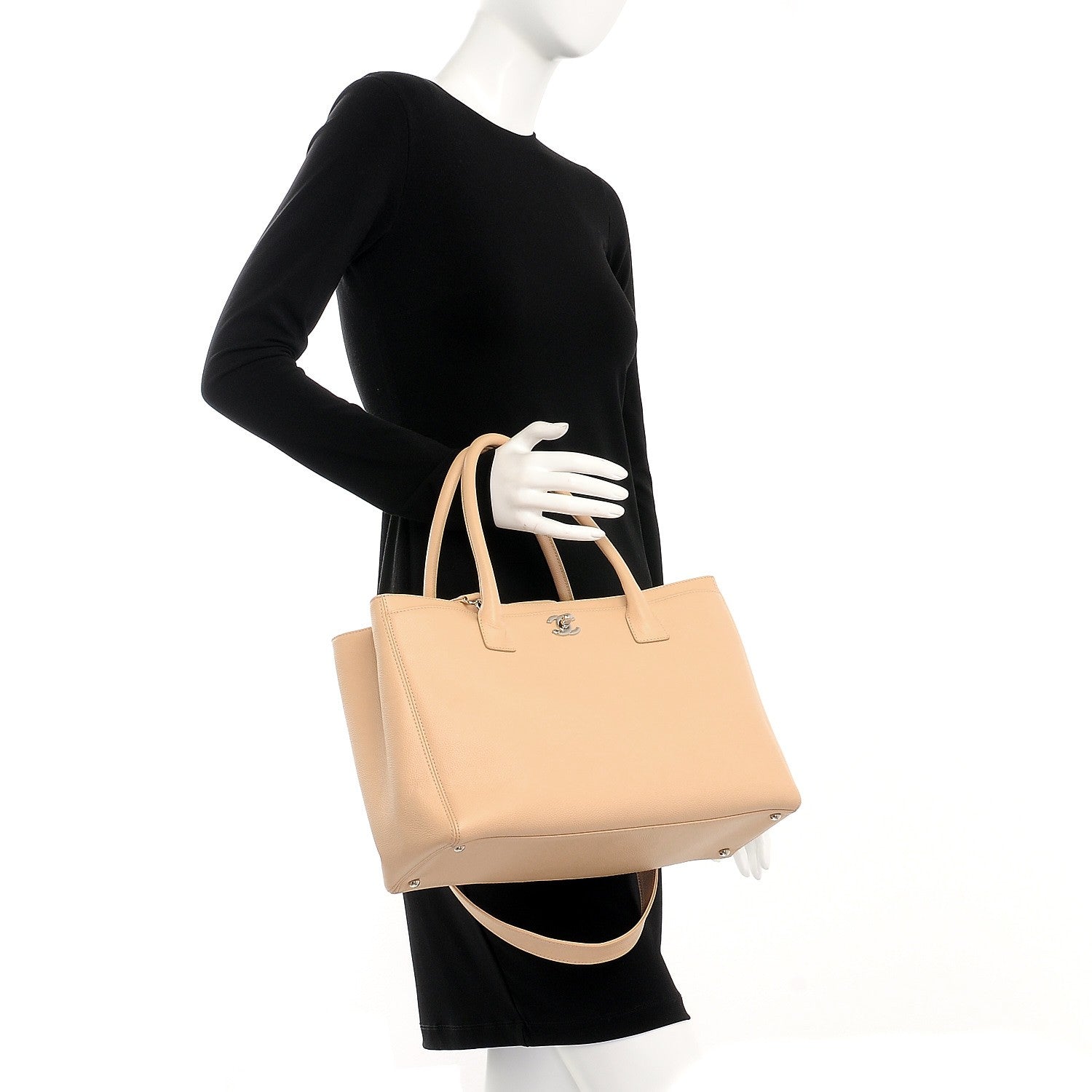 Chanel Calfskin Cerf Executive Shopper Tote Beige Clair 3 of 8