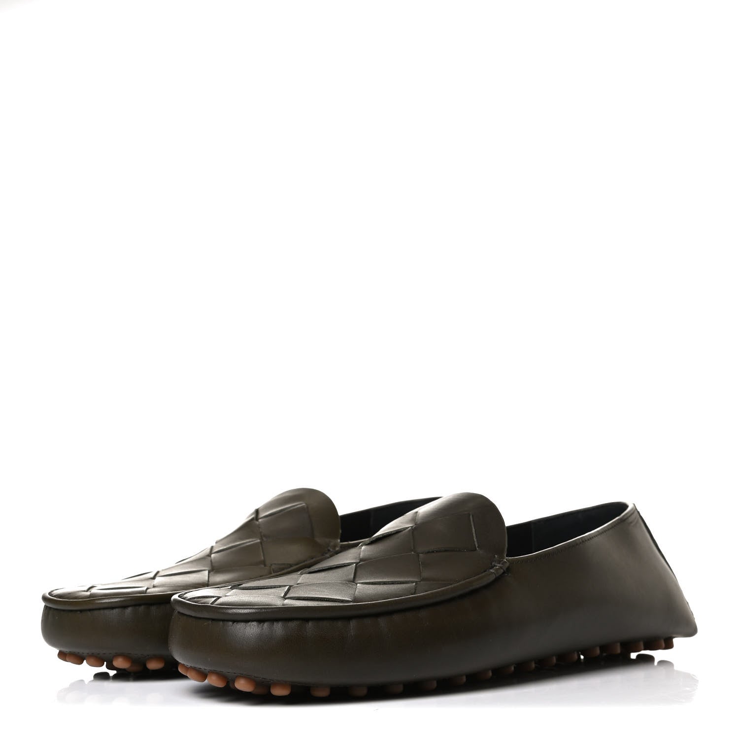 Bottega Veneta Nappa Intrecciato Driver Loafers 42 Khaki 3 of 14