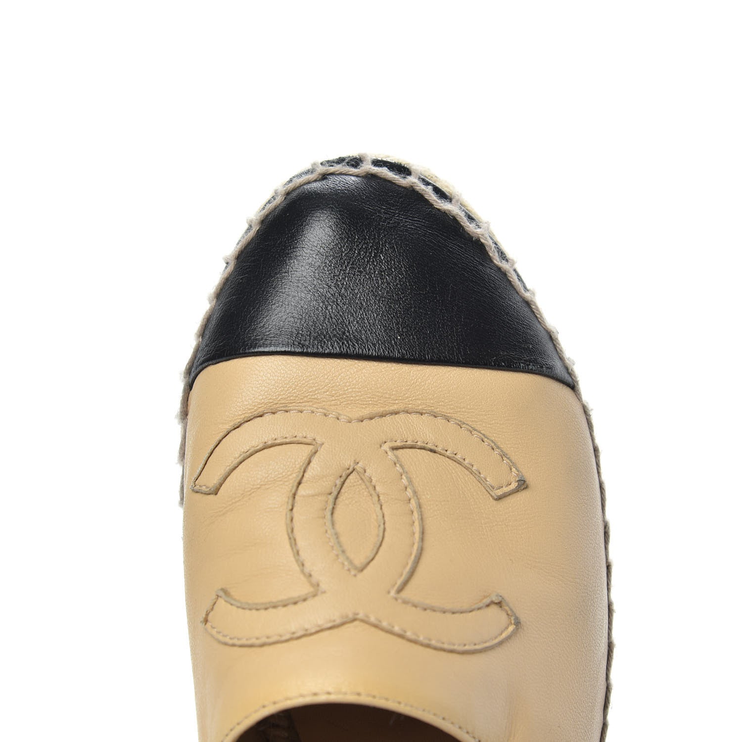Chanel Lambskin CC Espadrilles 35 Beige Black 9 of 10