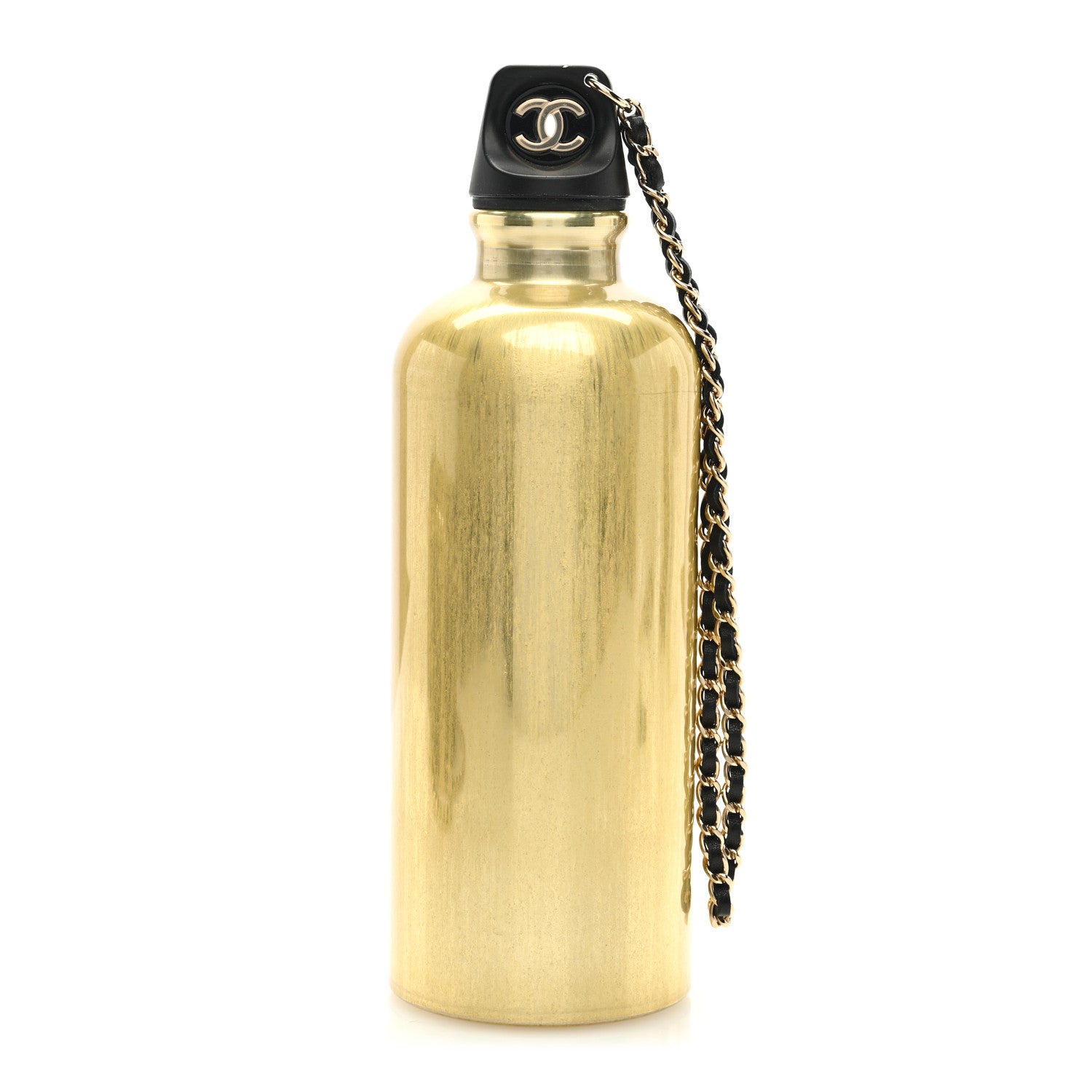 Chanel Lambskin Quilted CC To Drink Water Bottle Black Gold 3 of 11